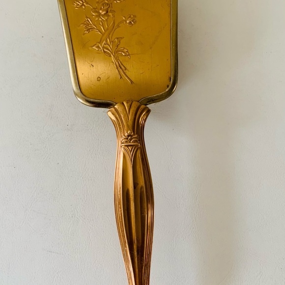 Accessories - VINTAGE GOLD PLATED Hair Brush Floral Design Vanity Decor